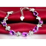 Natural amethyst sterling silver bracelet