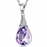 Natural amethyst water drop Sterling Silver Necklace