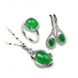 Natural emerald sterling silver jewelry sets