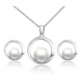 Natural freshwater round pearl silver jewelry set