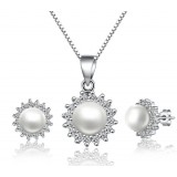 Natural freshwater sunflower pearl silver jewelry set