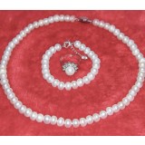 Natural freshwater traditional pearl silver jewelry set