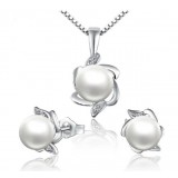 Natural pearl 925 sterling silver necklace set 