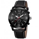 Neutral fashion leather strap wrist watch