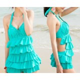 New hot spring bathing suit conjoined skirt falbala female swimsuit