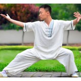 No collar short-sleeved Tai Chi clothing