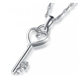 Open Heart key pendant in sterling silver