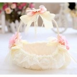 Pink flowers wedding flower girl baskets