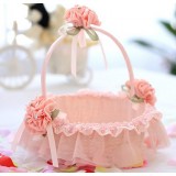 Pink flowers wicker flower girl baskets