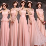 Pink long style bridesmaid dresses