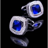 Platinum plated cufflinks Blue zircon Men of French luxury cufflinks