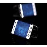 Platinum plated men cufflinks French shirt cuff button Luxury elegant blue cufflinks