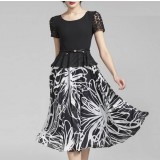 Printing summer chiffon lace dress