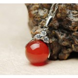 Pure natural red agate 925 silver pendant