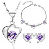 Purple crystal classic sterling silver jewelry sets