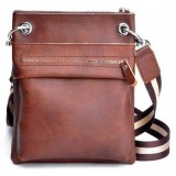 Recreational leather men inclined shoulder bag