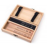 Red beech wood square pen box
