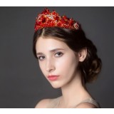 Red Crystal Crown Hair Accessories