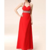 Red hanging neck party dress