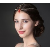 Red rhinestones bridal headwear