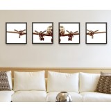 Retro aircraft four panels oil painting