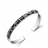 Retro carved Titanium Silver Bracelet