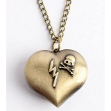 Retro heart-shaped skull necklace watch
