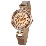 Retro Women leather band rhinestone watch