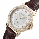 Rhinestone leather strap waterproof quartz watch