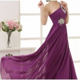 Rhinestone One shoulder evening dress