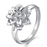 Romantic peony sterling silver women's ring