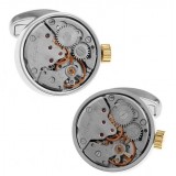 Rotating mechanical watch movement cufflinks