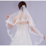 short style white lace bridal veil