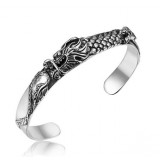 Silver dragon men's bracelet