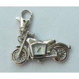 Silver motorcycle keychain watch