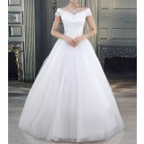Simple sabtina floor-length wedding dress
