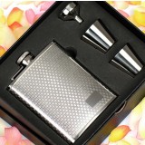 Small checkered 8oz stainless steel hip flask