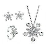 Snow silver crystal three-piece jewelry sets
