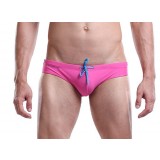 Solid color lacing men's swim briefs