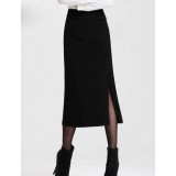 Spring and summer black side split skirt 