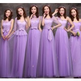 Spring and summer purple lace bridesmaid dress