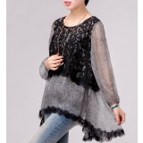 Spring loose chiffon long-sleeved t-shirt