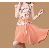 Spring new round neck chiffon dress