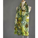 Spring&summer 100% mulberry silk Green leopard grain female silk scarf