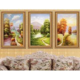Spring + summer + autumn three-panel oil painting