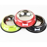 stainless steel skid pet food bowl