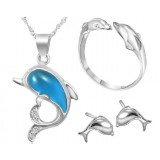 Sterling silver dolphin jewelry sets