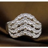 Sterling silver fashion waves ring