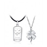 Sterling Silver Happiness clover lovers Necklace