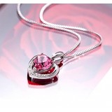 Sterling silver heart-shaped crystal pendant